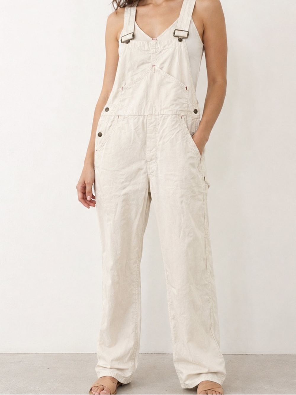 Vintage Big Mac Square Back Cream Canvas Overalls / Dungarees